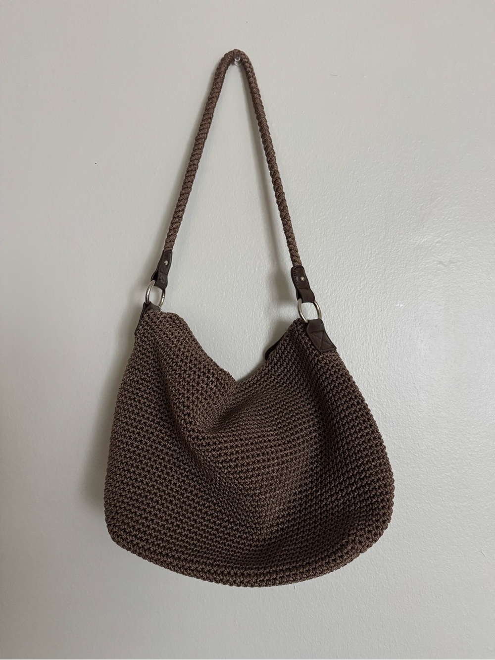 Lina Brown Crochet Shoulder Bag